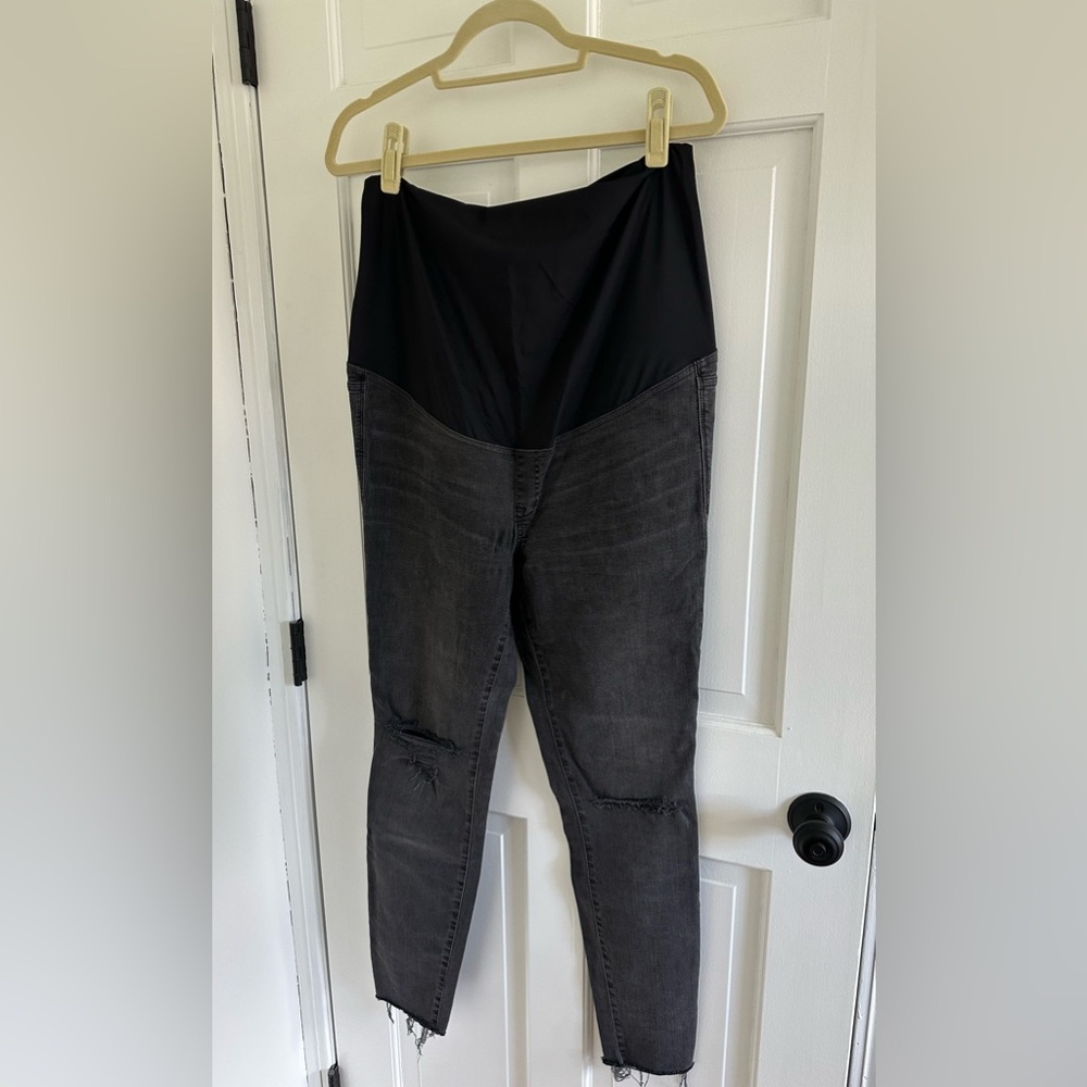 Madewell Distressed Faded Black Maternity Skinny Jeans - Over the Bump